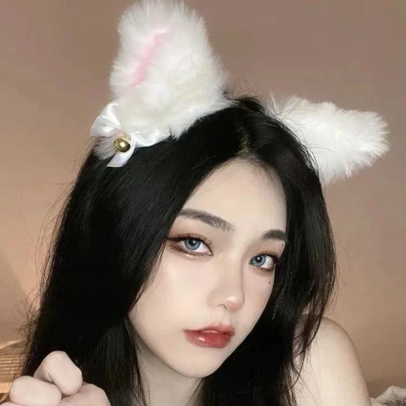 Lolita Mănuși cu Labe de Pisică cu Urechi de Pisică Bentiță Dans Bal Halloween Urechi de Pisică Pălărie Cosplay Urechi de Pisică Anime Costum de Petrecere Pălărie cu Clopoțel Înalt