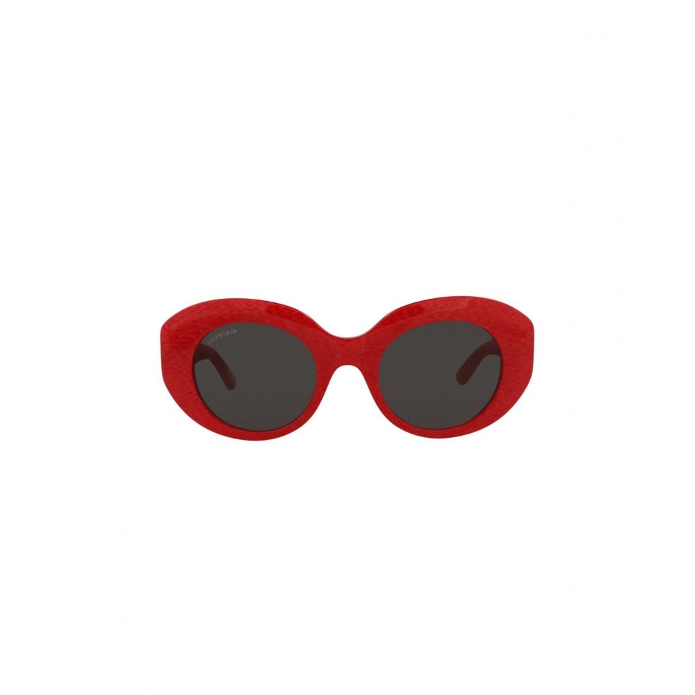 

Balenciaga Round Frame Acetate Sunglasses Red Red Grey One Size