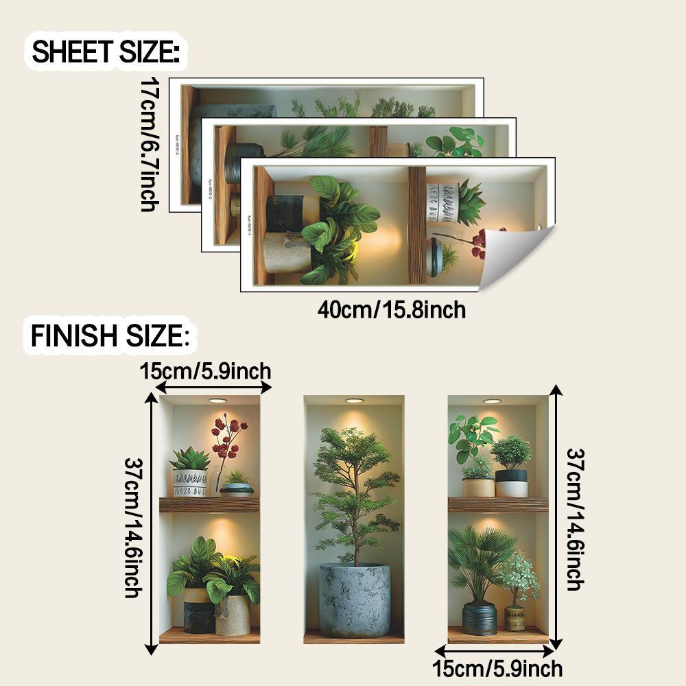 

Искусственное зеленое растение в горшке, трехпанельная картина, украшение фона и декоративные наклейки на стену для гостиной и столовой
