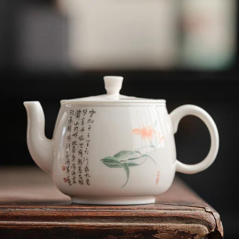 

120ml Chinese small capacity ceramic teapot hand-painted flower tea home water kettle travel portable tea set