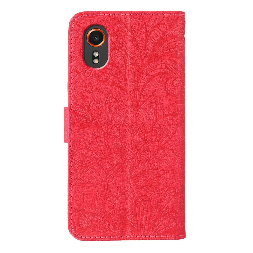 For Samsung Galaxy Xcover7 Case Lace Flowers PU Leather Flip Wallet Phone Cover