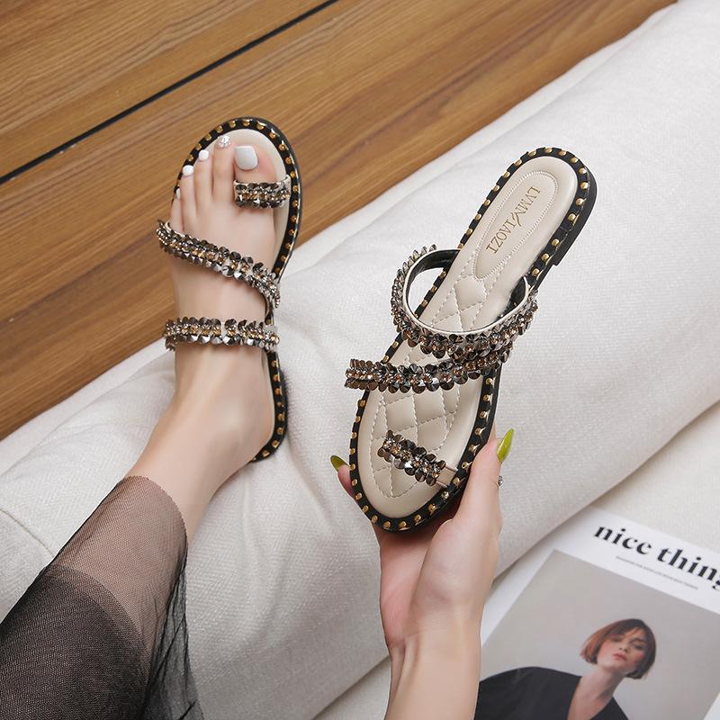 

Fashion 2025 Sexy Flip-Flops Women s Slippers Outdoor Flat Slippers Women s Ankle Strap Open Toe Lightweight Women Casual Sandals Shoes 34 абрикосовий