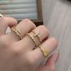 Medieval Light Luxury Gold Full Diamond Row Diamond Star Small Fish Opening Ring Niche High Sense Personality Ring Woman