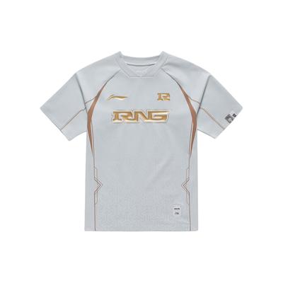 Camiseta de Manga Corta de Corte Holgado con Estampado del Logotipo de la Serie E-Sports de Li Ning Tops Unisex Azul Ilusión ATSU709-1