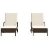 2 Piece Sun Lounger Set with Cushions Brown Poly Rattan