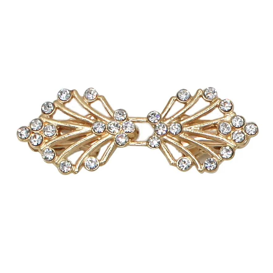 

1 Pair Shiny Alloy Cardigan Collar Clips Holder Women Decor Crystal Cape Cloak Clasps Fasteners Buckle Brooch Clip