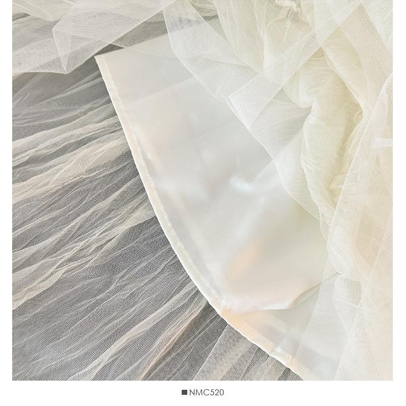 French Fairy-Tale High Waist Mesh Skirt - Women's Autumn 2025 A-Line Pleated Design