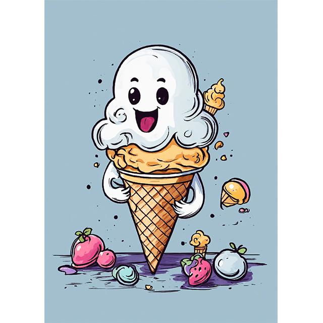 

Cartoon Cute Ice Cream Ghost Graffiti Prints Poster Canvas Painting Modern Wall Art Pictures For Living Room Bedroom Home Decor 21x30cm No Framed