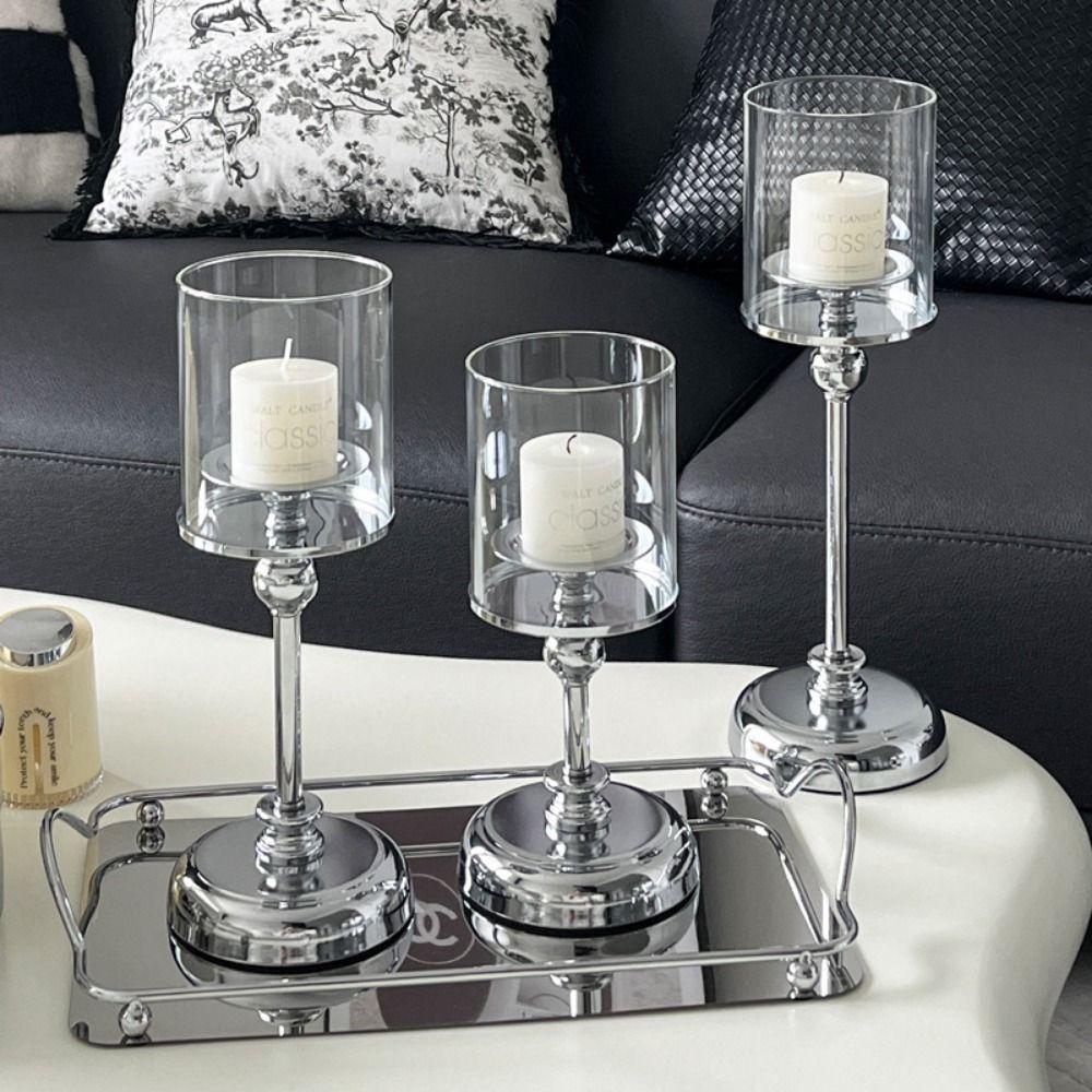 Luxury Metal Glass Candle Holders Detachable Romantic Candle Cup Nordic Glass Candle Stand  Wedding