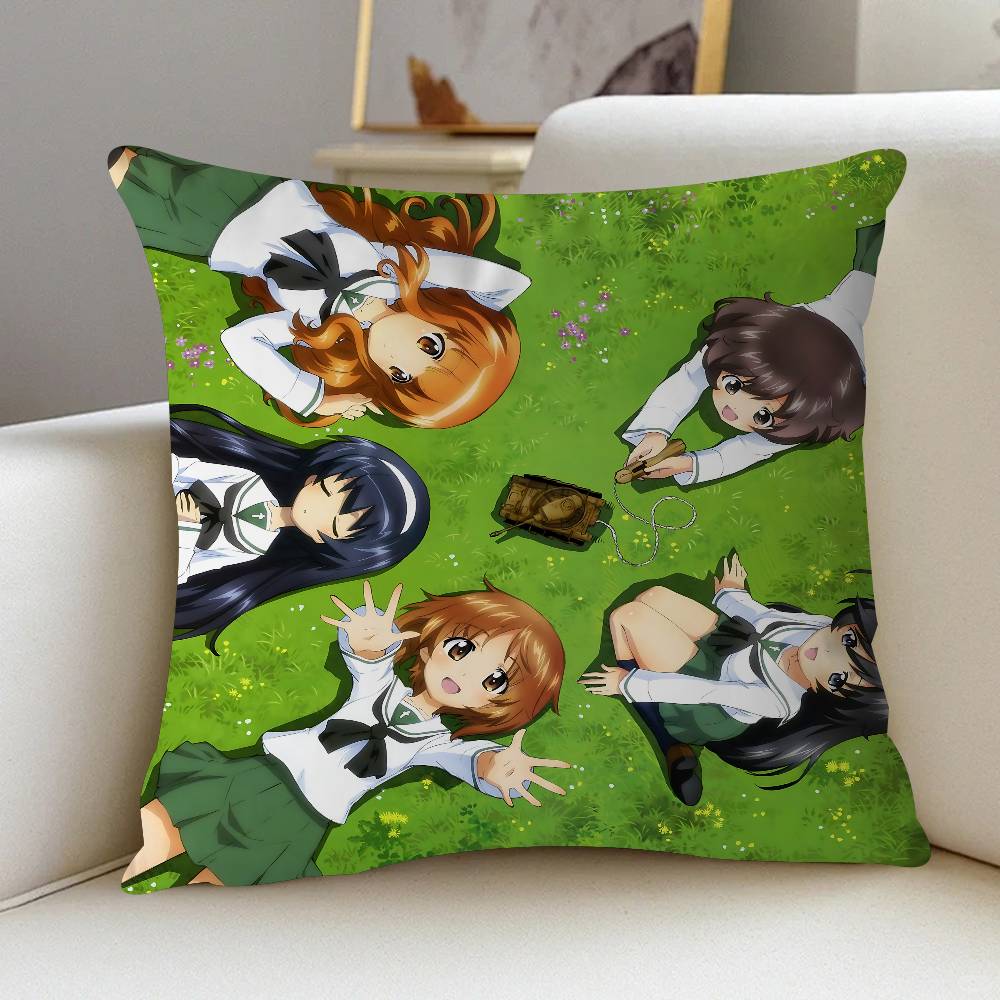 Anime G-GIRLS Und PANZER Cushion Cover Car Throw Pillow Case For Sofa Car Christmas Gift 40x40cm 45x45cm