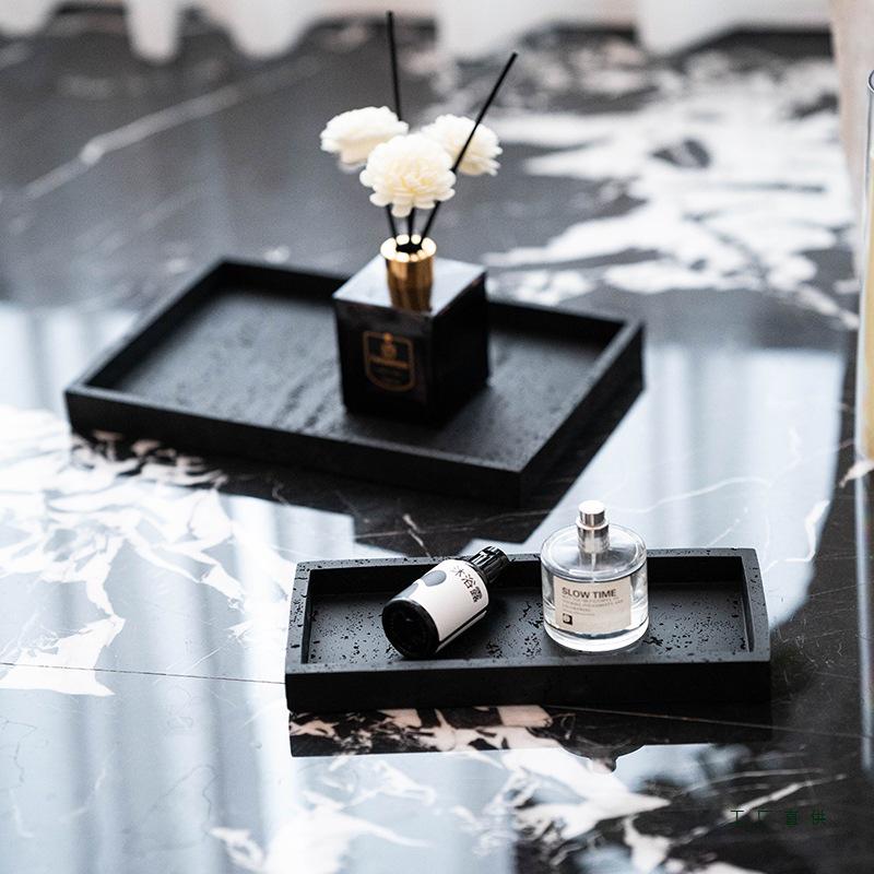Travertine Wabi-Sabi Tray: Aromatherapy Storage, Luxury Bathroom Ornament, Living Room Decoration.