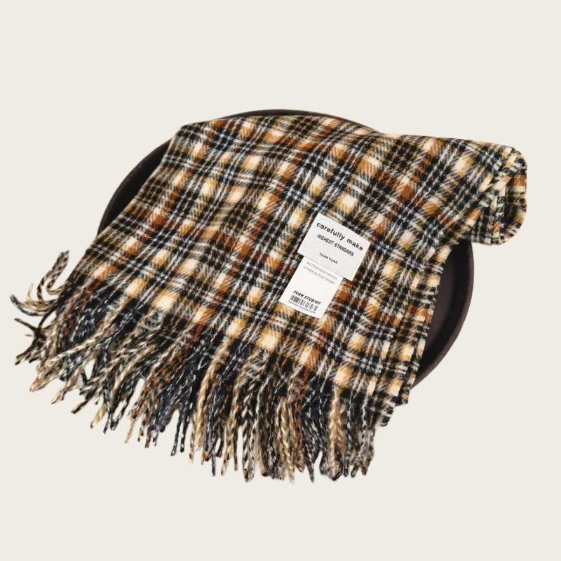 New scarf female autumn and winter plaid Internet celebrity fringed imitation cashmere scarf couple plaid shawl scarf