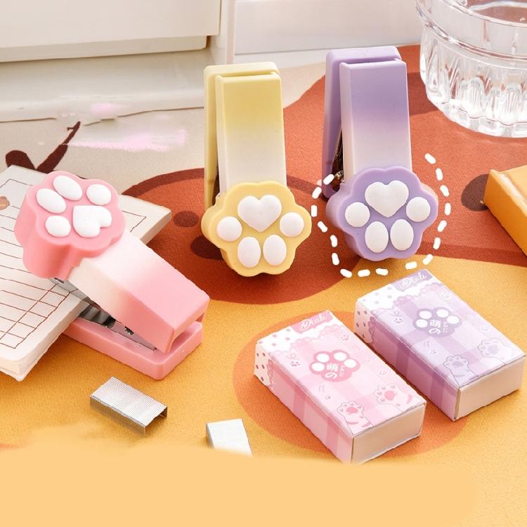 Kleiner stapler mit katzenmotiv Kleine Katzenpfoten-Design Büroklammer-Spender Leicht zu tragen Großartig zur Reduzierung von Handermüdung