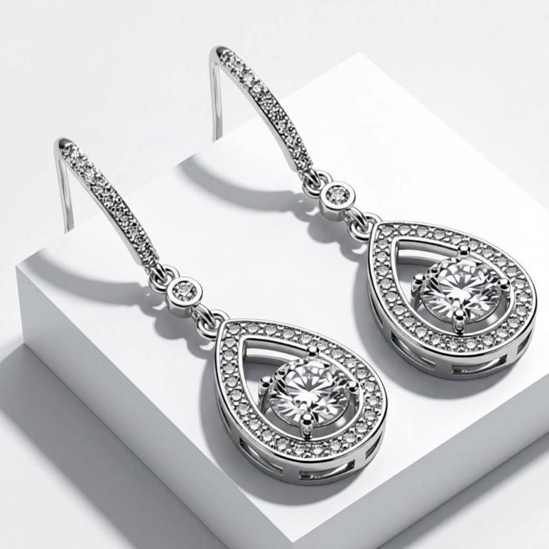 Sterling Moissanite Drop Earrings Women Waterdrop Heart Shape Geometric Design Elegant Fashion Jewelry Gift 925 Sterling Silver