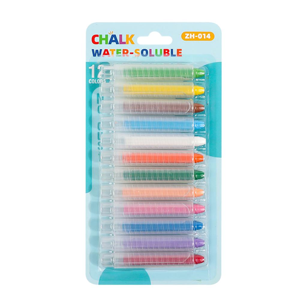 12 Colors Water Soluble Dustless Chalk Rotating Design with Pen Case Anti-Stain for Teaching Drawing Doodling Art Painting