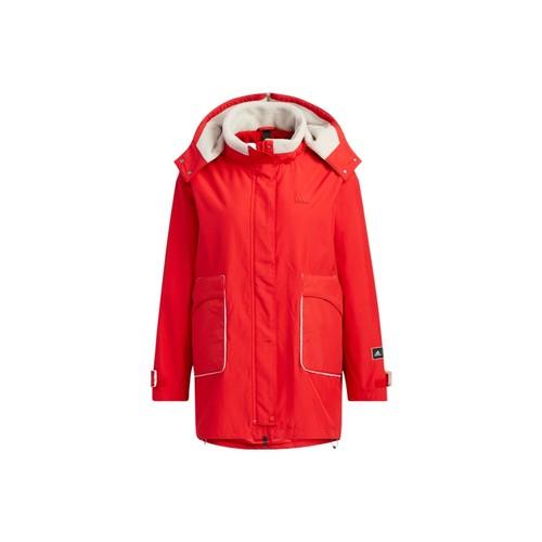 adidas Logo Letter Micro-Logo Long-Sleeve Hooded Jacket, Women s, Light Scarlet L алый