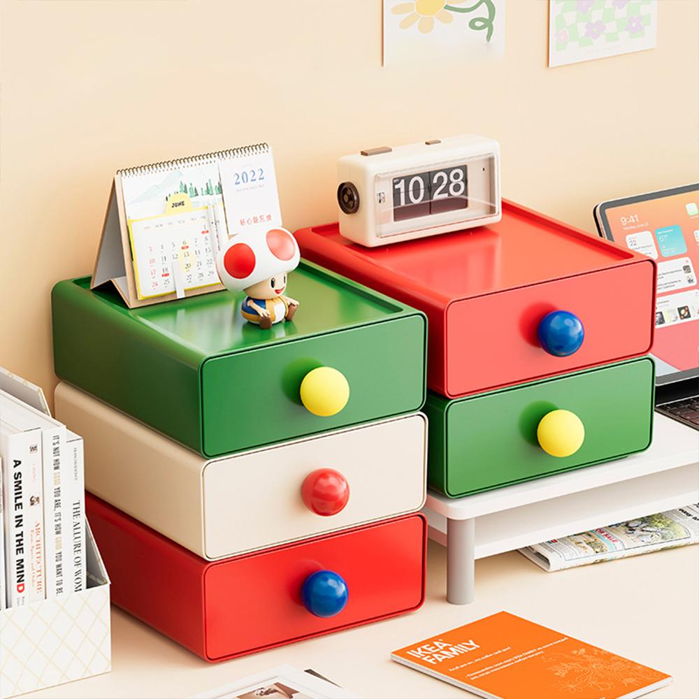 Multi-functional Desktop Drawer Storage Boxes Colorful Dopamine Stationery Cosmetics Sundry Box Home Desk Stackable Organizer