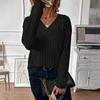 Women's Fashion Long Sleeve Ribbed Elegant Commuting And Casual Top