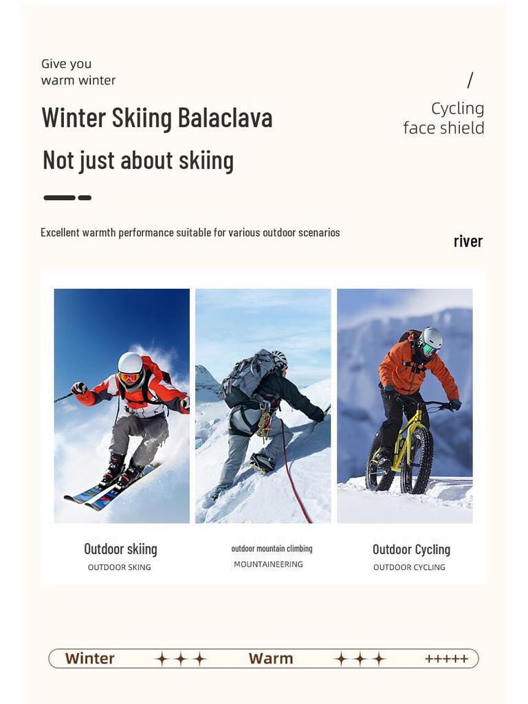 Windproof Winter Ski Mask & Neck Gaiter: Warm Velvet Face Protection for Cycling, Mountaineering, and Snowboarding