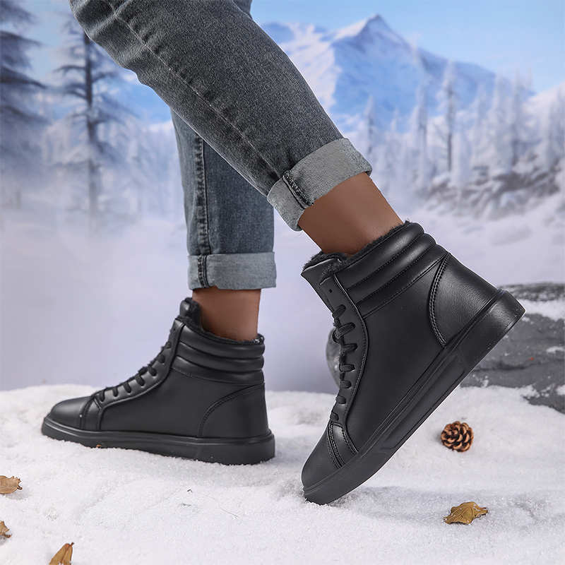 Fashion With Ties Cold-proof Women's White Platforms Boot Big Sneakers High Heels Shoes Sports New In Sports-et-leisure Twnis
