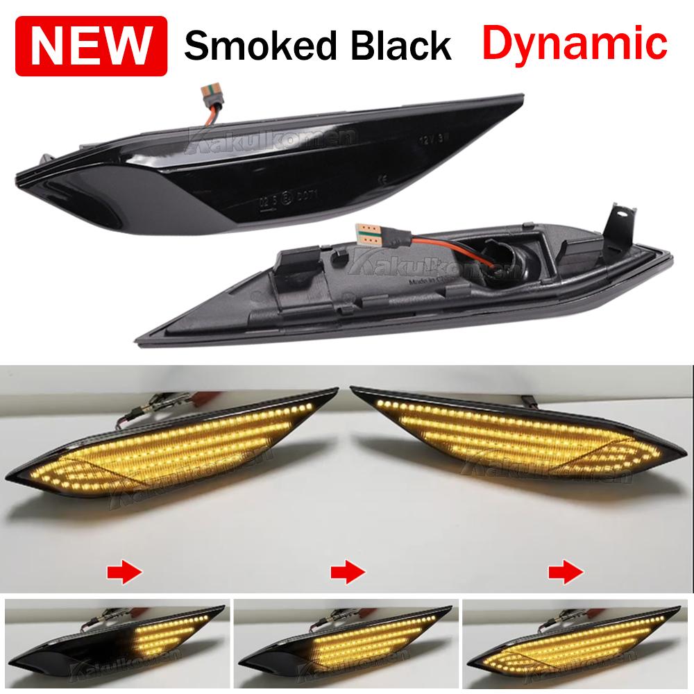 

2Pcs For Porsche Cayenne 958 92A 2010-2014 Dynamic LED Side Marker Lights Turn Signal Blinker Indicator Lamps OEM#95863107100 Dynamic Smoked