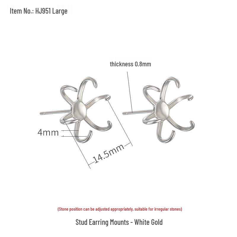 

Крепление для серег-пуссет из 18-каратного золота в виде неправильного когтя для самостоятельной установки нефрита или жемчуга