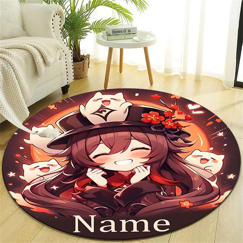 Personalized Genshin Impact Round Chair Office Rug - Perfect for Mat, Office Chair & More - Ideal Gift for Birthdays and Holidays