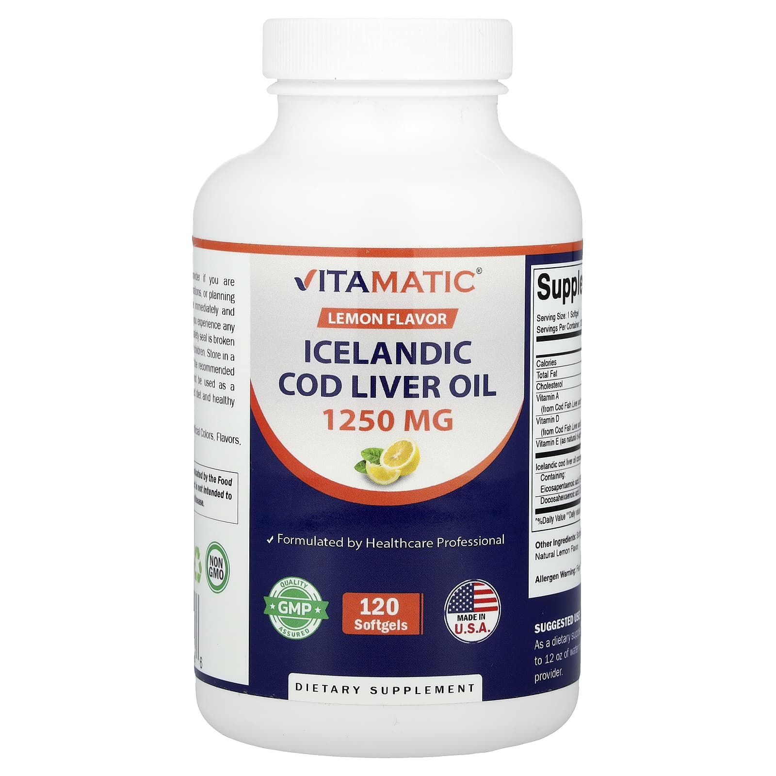 

Icelandic Cod Liver Oil, Lemon, 120 Softgels