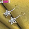 925 Sterling Silver AAA Zircon Star Drop Earring Jewelry