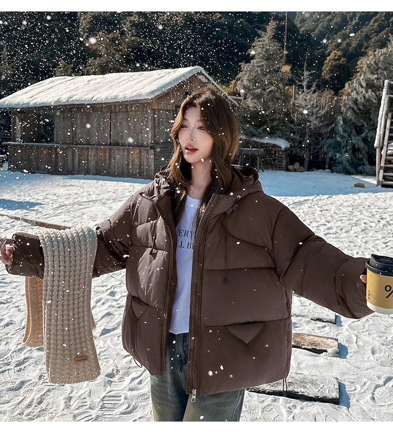 Women's Short Hooded Loose Thickened Warm Jacket