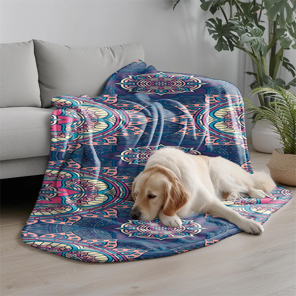 Colorful Mandala Design Microfiber Flannel Cover Blanket Bedroom Living Room Sofa Soft And Comfortable Home Decoration