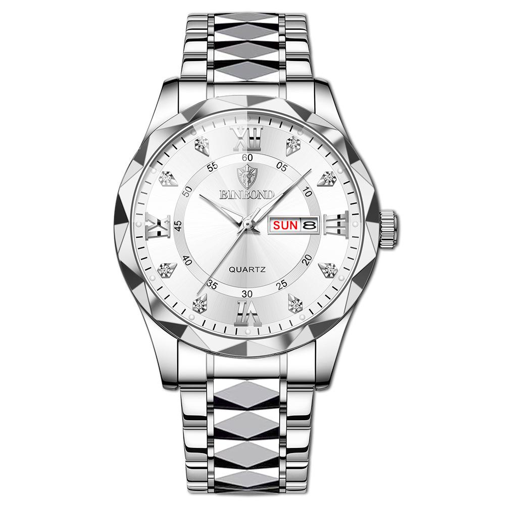 

Luxury Business Fashion Watch Men 30M Waterproof Week Date Clock Sport Watch Men Quartz Wristwatch Relogio Masculino срібні білого кольору