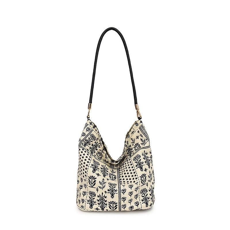 Tooxika New Large Capacity Floral Fabric Handbag New Chinese Style All-match Simple Fashion Small Fresh Shoulder Bag