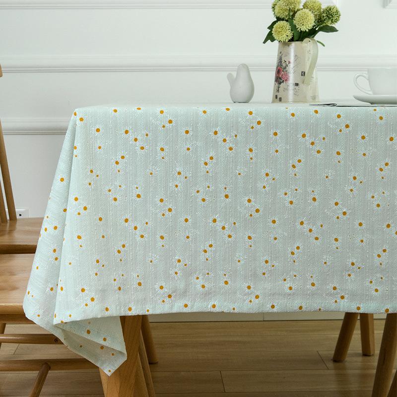 Linen Cotton Floral Daisy Tablecloth Photography Backdrop Cover Kitchen Decor
