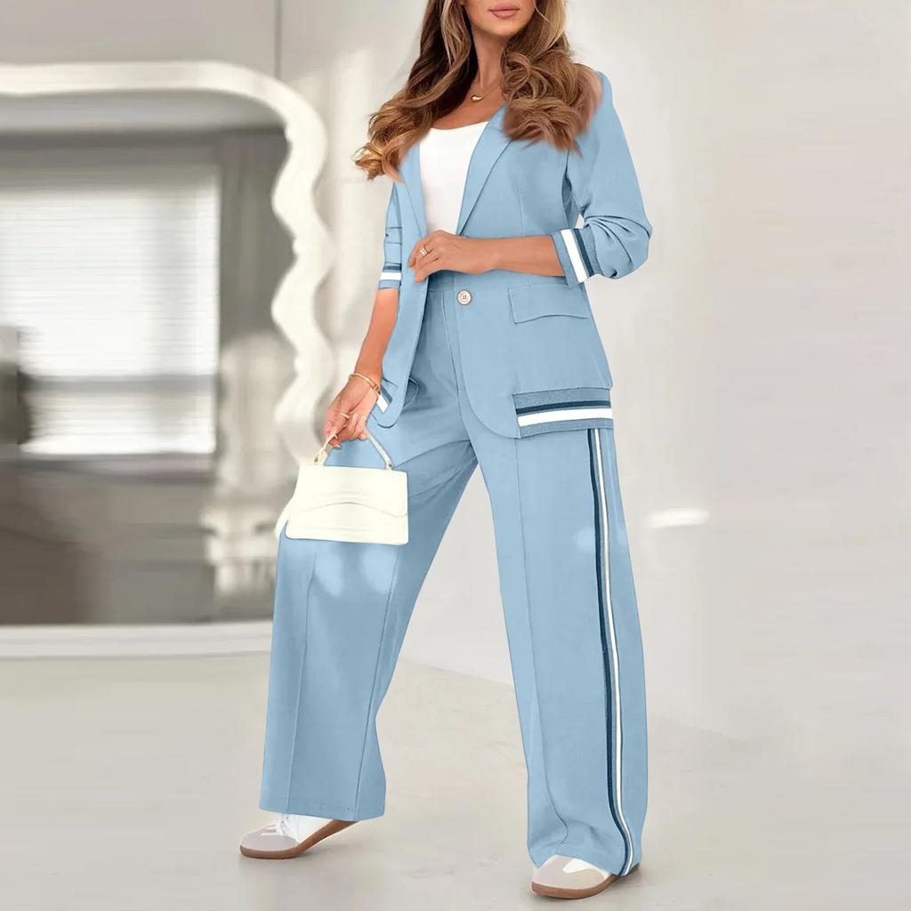 Women's Long Coat And Wide-leg Pants Suit Business Casual Two-piece Suit
