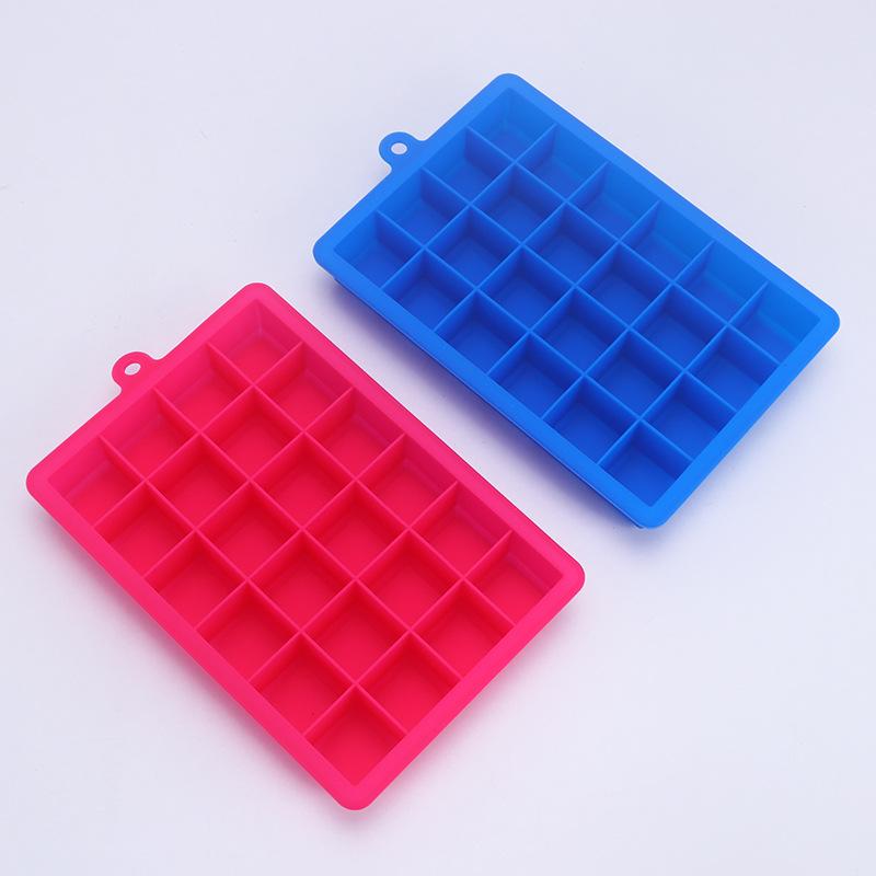 Silicone Ice Cube Tray with Lid, 24 Square Holes for Baby Food, Fruit Puree, Cheese, or Jelly Mold.