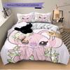Pink Stitch Flowers Print 3Pcs Bedding Setduvet Cover With 2 Bedropillowcase Home Birthday Gift