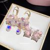 Pink Bubble~ Super Beautiful Zircon Resin Flower Ear Hook French Sweet Versatile Stud Earrings Great Looking Fairy Earrings