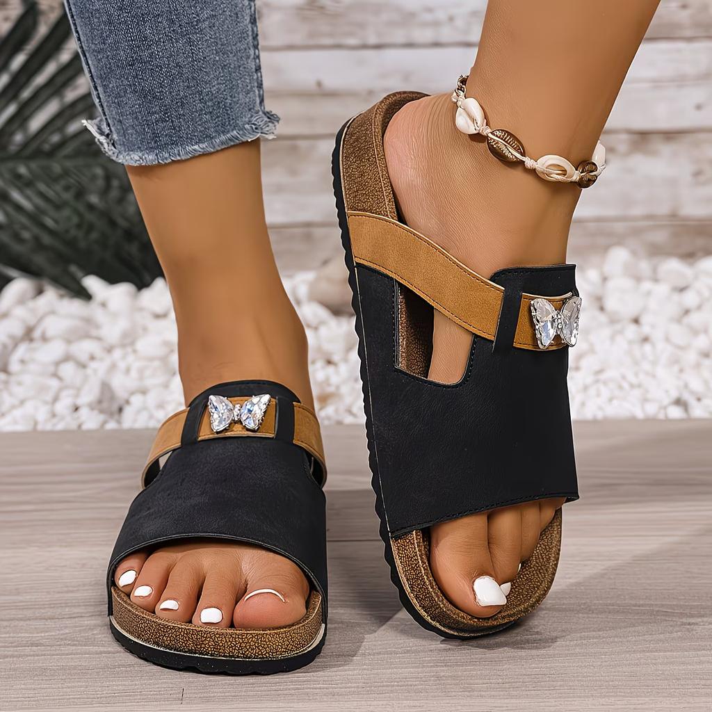 Women'S Retro Thick-Soled Bixson Sandals - Slip-On Open-Toe Beach Slides, Perfect for Vacation Leisure Wear, Holiday Footwear, Open-Toe Shoes.
