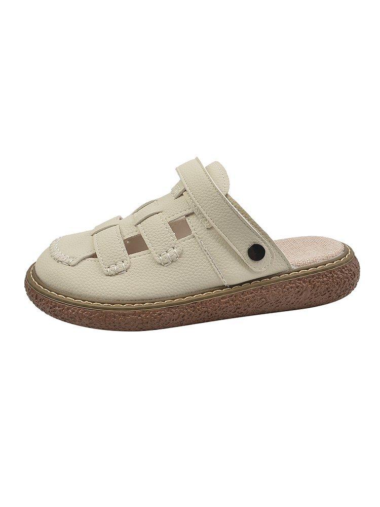 

[Youshilai] Two women wearing hollowed-out bag head sandals 2025 new literary Dongdong Mori Roman half-drag 40