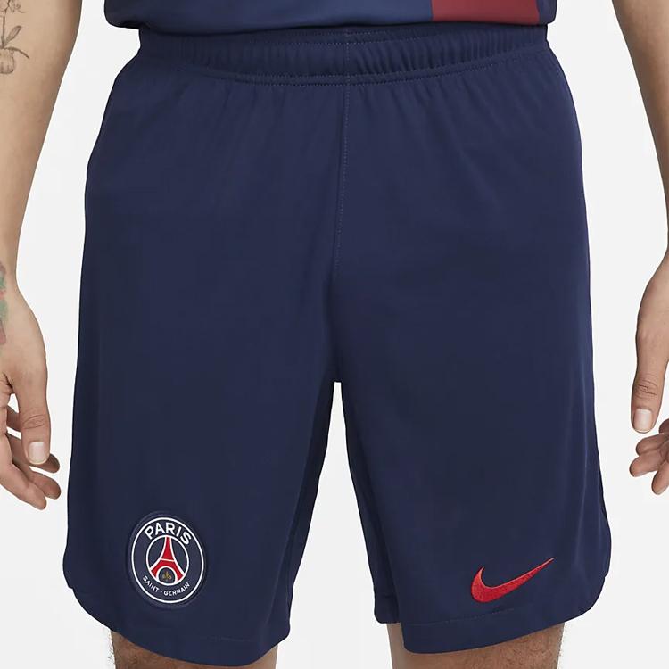 Nike Logo Breathable Elastic Waist Football Shorts 23-24 Season Paris Saint-Germain Men Shorts Deep-Blue DX2716-410
