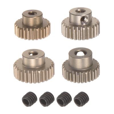 Uxcell 48P Pinion Gear Set with 3.175mm (1/8") Shaft, 25T, 26T, 27T, 28T Aluminum Alloy Motor Gears for 1/10 RC Car (Set of 4)