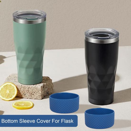 Flask Silicone Boot Rhombus Texture Water Bottle Bottom Sleeve Non-slip Anti-scratch Vacuum Cup Bottom Bumper Protective Cover Cup Accessories