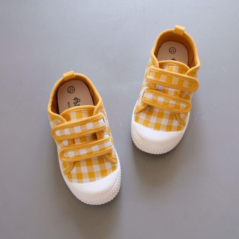 Kids Plaid Canvas Shoes Korean Breathable Children's Sneakers Boy Girl Soft Bottom Anti Slip Casual Shoes School Toddler Shoes