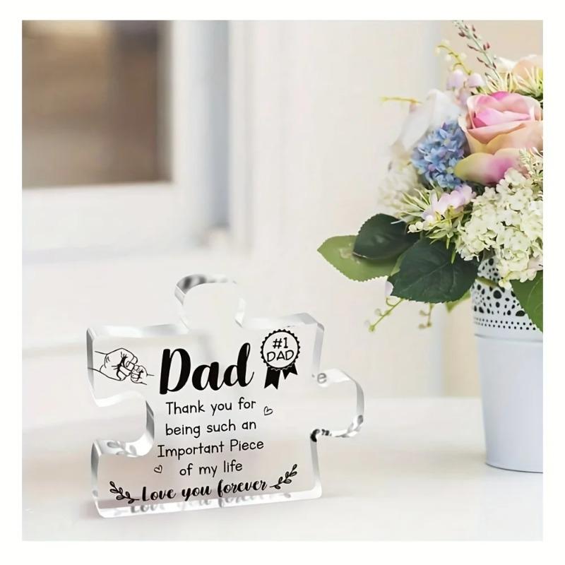 2D Flat Puzzle Acrylic Desktop Decoration Plaque, Home Decor Plaque Hanging Wall Art Decorative Garden Decoration for Room Door Signs Hanging Square L