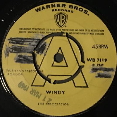 7inch Record ASSOCIATION - Windy WB7119 Warner Bros. Re 1969 UK Rock Used