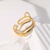 Women Ring Three Layer Irregular Lines Shape Adjustable Opening Design Finger Ring Stainless Steel Finger Band Versatile Jewelry Gift