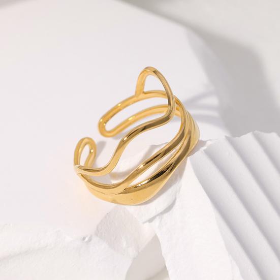 Women Ring Three Layer Irregular Lines Shape Adjustable Opening Design Finger Ring Stainless Steel Finger Band Versatile Jewelry Gift