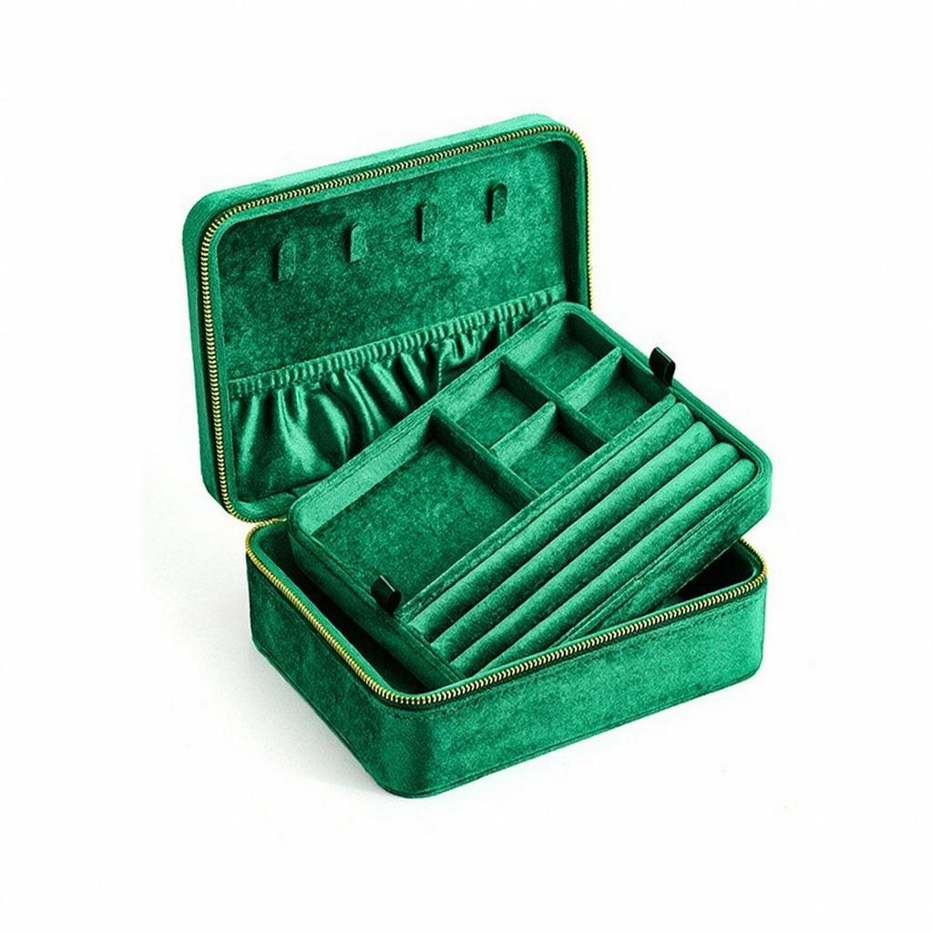 Velvet Jewelry Box with Zipper | tight zipAround Closure, TravelFriendly, Storage Box, for
