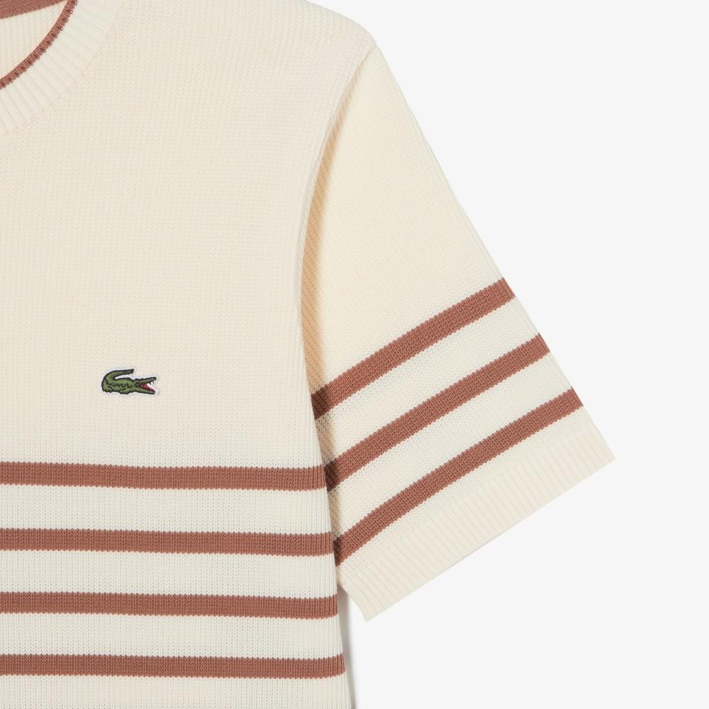 [lacoste] Women's Striped Short-Sleeve Sweater AF415E-56G056
